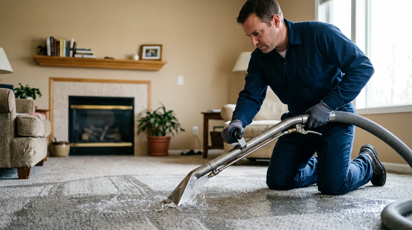 Water damage restoration technician working near Northway, AK